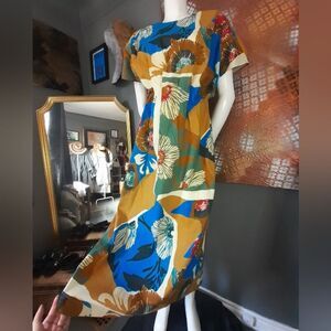 Zara Autumnal Floral Abstract Maxi Dress